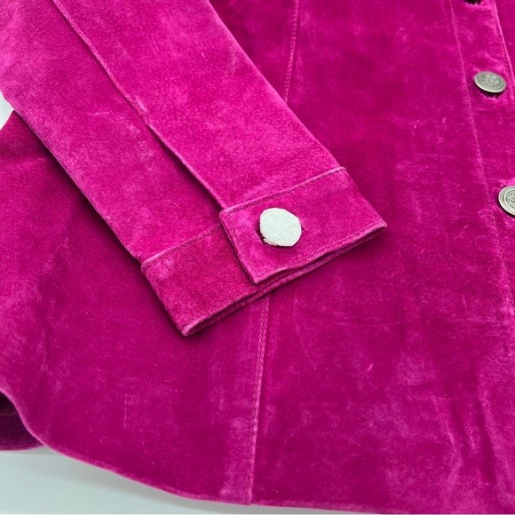NWOT Gorgeous French Laundry Fuchsia Leather Button Up Jacket – Size Large - Picture 3 of 14